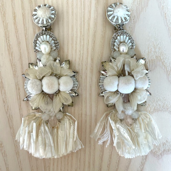 ranjana khan Jewelry - Ranjana Khan Raffia Fan Flower earrings
